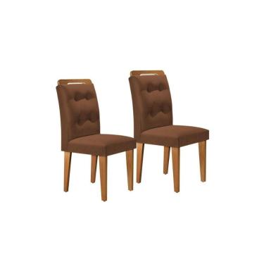 Imagem de Kit 2 Cadeiras De Cozinha Imperatriz 2 Un Madeira Capuccino Suede Marrom Rufato