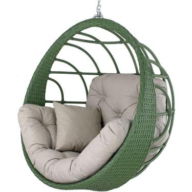 Imagem de Balanço Ninho Suspenso Hungria Verde E Courino Náutico Bege