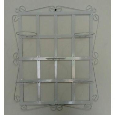 Imagem de Suporte Ferro Plantas Branco Quadrado 5 Vasos.