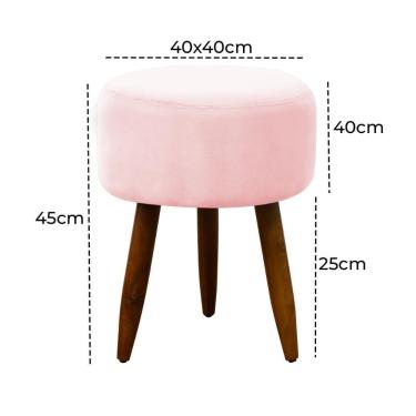 Imagem de Puff Banqueta Decorativo Pés Madeira Bebe Rosa Bebe