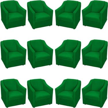 Imagem de Kit 12 Poltronas Mila Pé De Plástico Cromado - Verde Suede