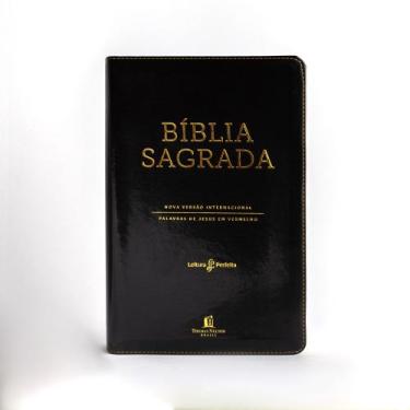 Imagem de Livro - Bíblia NVI, Capa luxo preta, Letras de Jesus em vermelho, Índi