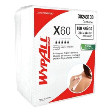 Imagem de Pano Wiper Wypall Para Higiene Corporal X60 Pct Com 100 Und Banho Leit