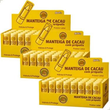 Imagem de Kit 3 Manteiga De Cacau Bastão Display Com Própolis Protetor Labial Zi