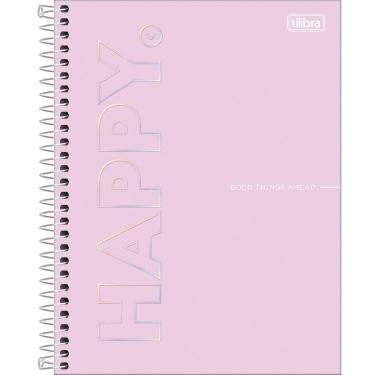 Imagem de Caderno Espiral Colegial Capa Dura A5 1 Matéria 80 Folhas Happy Tilibra Rosa