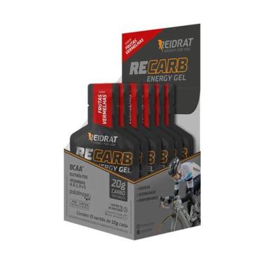 Imagem de 10 Sachês 30gr Recarb Energy Gel Reidrat Bcaa Palatinose, Frutas Verme