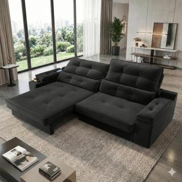 Imagem de Sofá Santiago 2,00m (L) com Carregador USB e Porta Copos Retrátil e Re