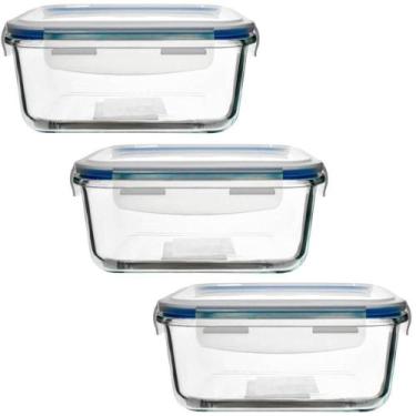 Imagem de Jogo De 3 Potes Herméticos De Vidro Travas 370Ml Vista Home
