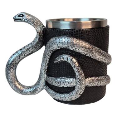 Imagem de Caneca Medieval Artesanal Serpente Geek 3D em Resina Copo em Aço Inox 