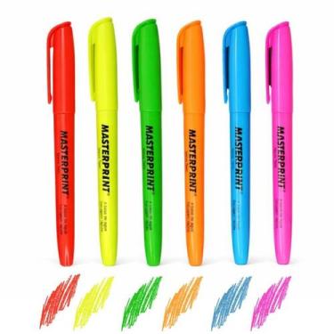 Imagem de Marca Texto Neon Masterprint 6 Cores para Caderno Livro Apostila - Kit