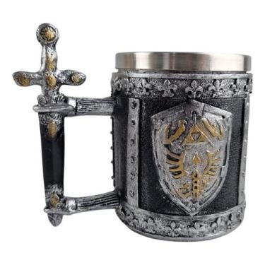 Imagem de Caneca Medieval Artesanal Simbolos Escudo Geek 3D Resina Copo em Aço I