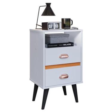 Imagem de Mesa de Cabeceira Pequena Mesinha Com Gavetas Moderna Nicho Organizado