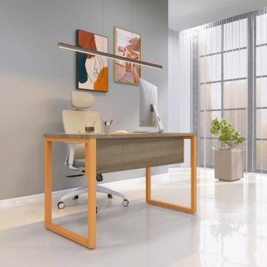 Imagem de Escrivaninha Mesa Escritório X 150cm Industrial Noce Naturalle E Laran