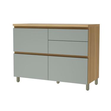 Imagem de Balcão 1 Porta Basculante 4 Gavetas 120cm 100% Mdf Rainha Nature-verde
