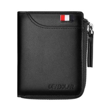 Imagem de Carteira Vertical Masculina Em Couro PU Multifuncional Com Porta-Cartõ