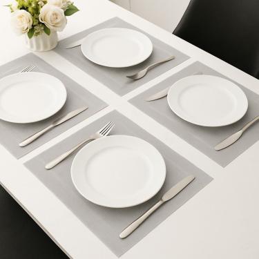 Imagem de Jogo 4 Lugar Americano Retangular Mesa Pvc Cinza Claro Executivo 30x45cm Em Casa Tem