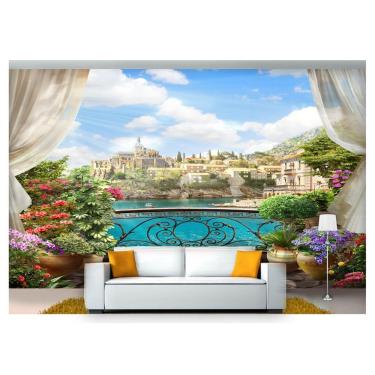 Imagem de Papel De Parede Paisagem Digital Jardim Mar 3D Dah10