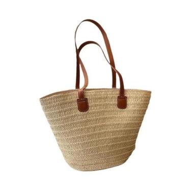 Imagem de Bolsa De Ombro Feminina Grande De Palha Trançada, Moda De Verão, Luxuo