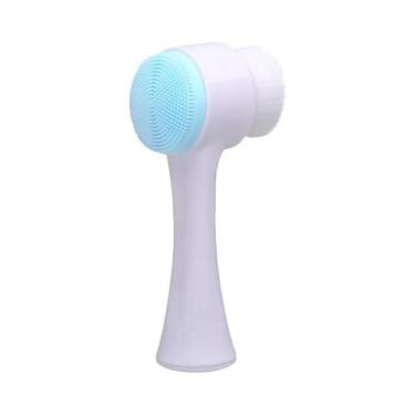 Imagem de Escova De Limpeza Facial Manual De Silicone Dupla Face 3D Com Cerdas M