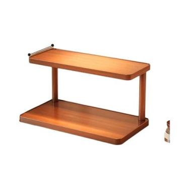 Imagem de Organizador De Cozinha De Madeira De 2 Níveis Para Bancada Com Alças D