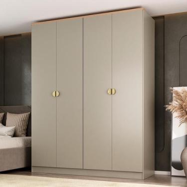Imagem de Guarda-Roupa Solteiro Brescia 4 Portas 2 Gavetas Bege - Modern