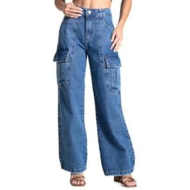 Imagem de Calça Jeans Sawary Wide Leg - 282010 - Azul 38-Feminino