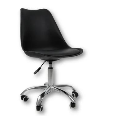Imagem de Cadeira Office, Oficial Base Cromada, Com Rodizio Giratória, Saarinen, Preto