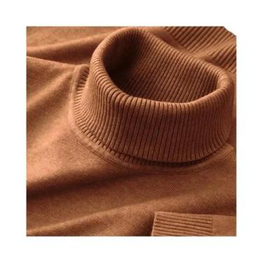 Imagem de Suéter Masculino De Gola Alta Para Outono/Inverno, Tricô Em Cor Sólida