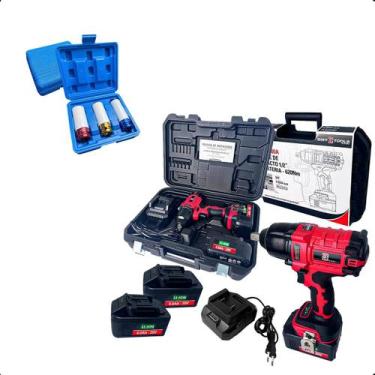 Imagem de Kit Chave Impacto 1/2 Com Jogo De Soquete Para Roda De Liga Leve Ideal