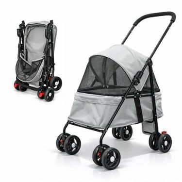 Imagem de Carrinho de Passeio Pet para Cães e Gatos 10kg Dobrável - Nagano