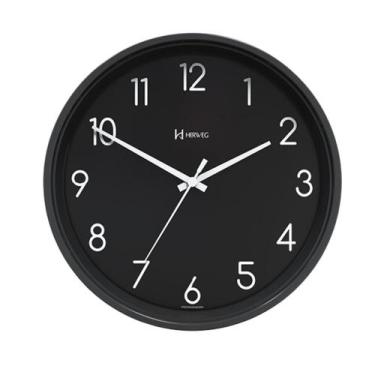 Imagem de Relógio Parede Sala Quarto Cozinha Quartz Preto - Herweg