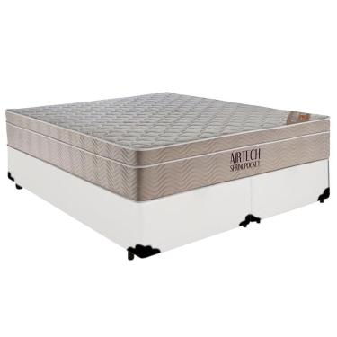 Imagem de Cama  Box Casal  Bipartido Sintético  + Colchão Ortobom Airtech Molas Ensacadas 65x138x...