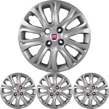 Imagem de JG 4 Calota Punto 2015 16 TODOS Aro 15 Prata Metálico com Emblema - Pr