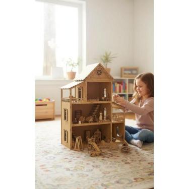 Imagem de 2x Casa Boneca MDF 60cm + 36 Móveis para Diversão! - Congratulations S