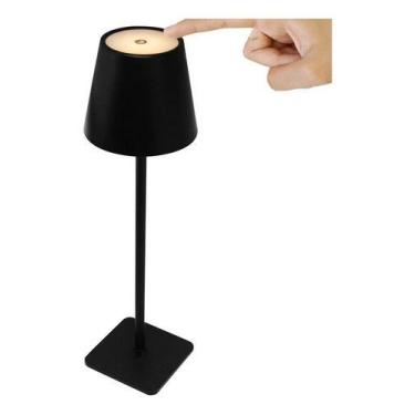 Imagem de Luminária Abajur Mesa Led S/ Fio Recarregável Quente Frio Preto - Kadê