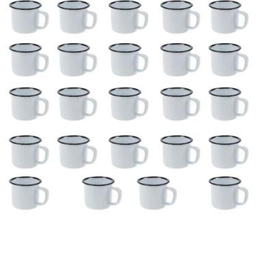 Imagem de Caneca Esmaltada Retro 150ml Branca Vintage Jogo 36 Unidades - Kadê