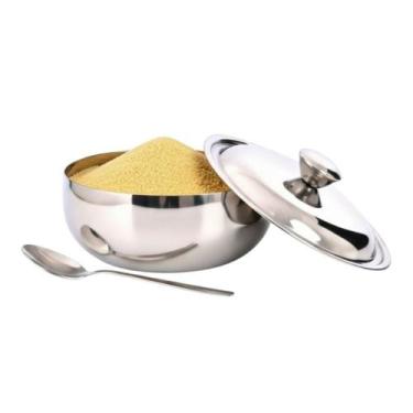 Imagem de Farinheira Açucareiro Saleiro Powder Com Colher Tampa Inox - - Kadê, F