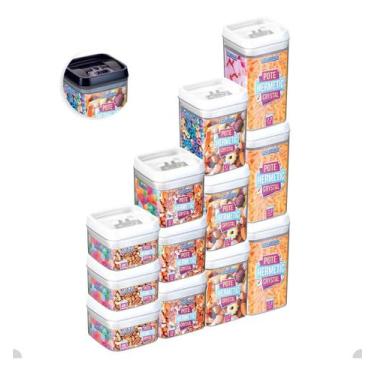 Imagem de Kit Com 12 Potes Herméticos De Acrílico Com Trava Tamanhos Variados - 