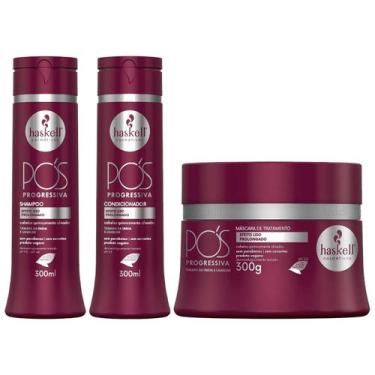 Imagem de Kit Haskell Pós Progressiva 3 Produtos 300ml Liso Sem Frizz - Haskell 