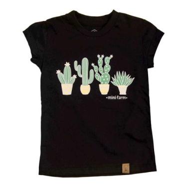 Imagem de Camiseta T-Shirt Infantil Feminina Country Cactos Mini Farm, Preto, 4
