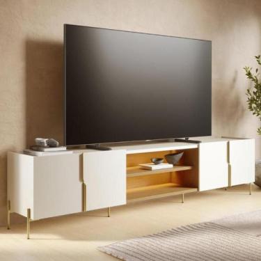 Imagem de Rack Tv 85 Pol 237cm com Led Gior Off/Freijó C05 - Mpozenato