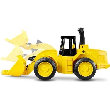 Imagem de Trator de Brinquedo Roma Workers Carregadeira Articulada 27,5cm com Alavancas Amarelo Roma