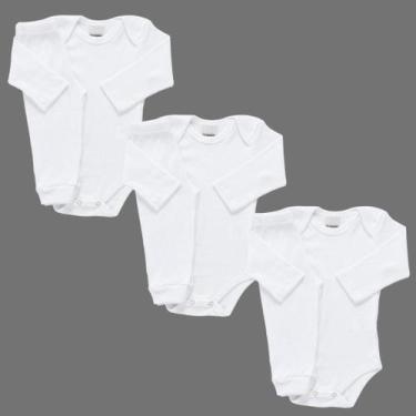 Imagem de Kit 3 Conjuntos Body Bebê Manga Longa + Calça Canelado Enxoval Materni