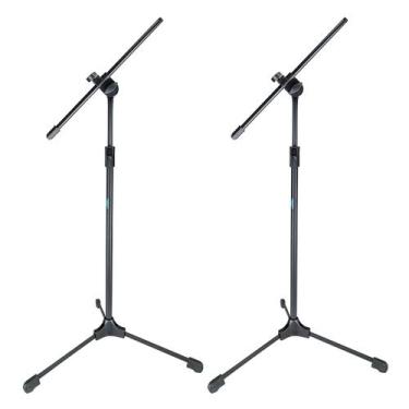 Imagem de Kit 2 Pedestal Suporte Para Microfone Estante Girafa Trava Rápida - AS