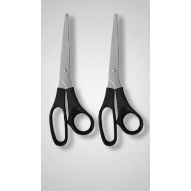 Imagem de Kit 3x Tesoura Aço Inox Grande 21cm Cabo Preto - Congratulations Store