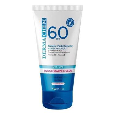 Imagem de Protetor Solar Facial FPS 60 Sem Cor Dermachem 40g Toque Seco
