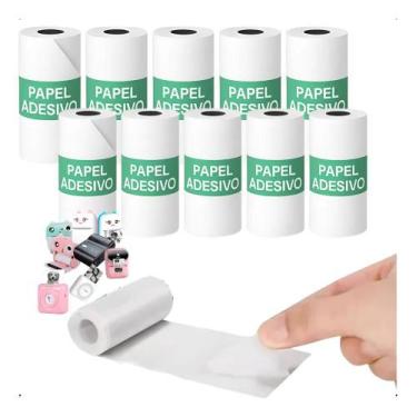 Imagem de 10 Rolos Bobina Papel Adesivo Para Mini Impressora Portatil - Congratu