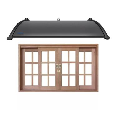 Imagem de Toldo Versátil em Policarbonato Win Home 120cm x 62cm Preto para Portas e Janelas