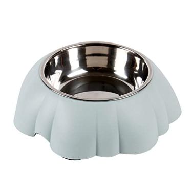 Imagem de Tsorryen Tigela de alimentação ergonômica redonda de aço inoxidável de 14,5 cm e mini tigela de alimentação antiderrapante azul/verde/rosa para animais de estimação