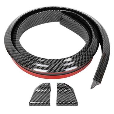 Imagem de X AUTOHAUX 59" Padrão de fibra de carbono Carro Traseiro Spoiler Asa Borracha Lábio Traseira Tronco Acabamento Adesivo